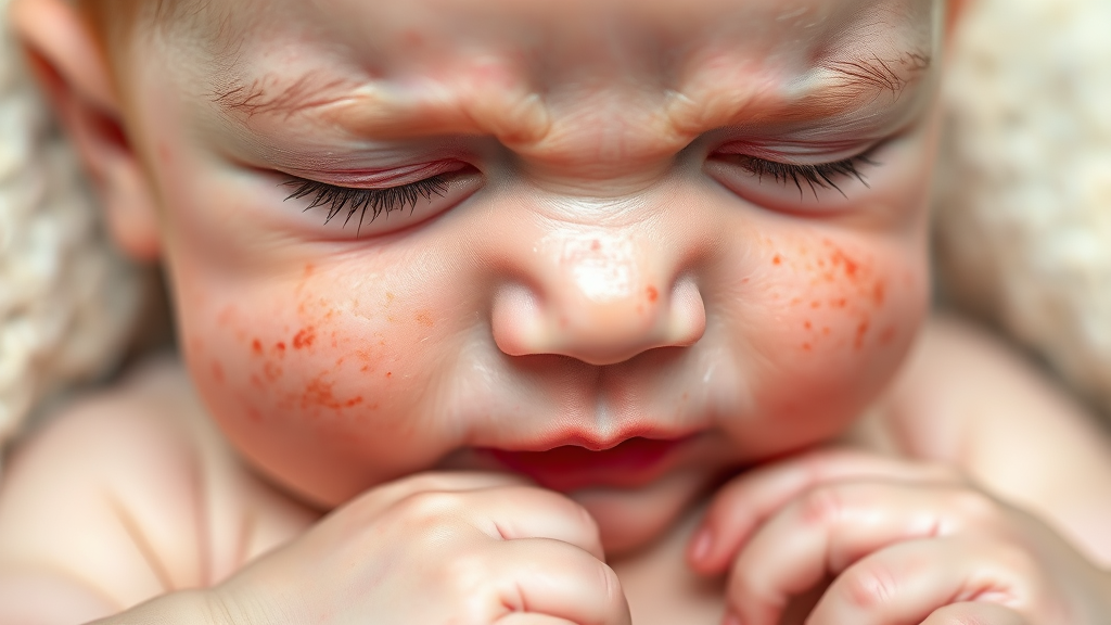 아기 아토피 피부, 빨갛고 가려운 증상 이해하기 (realistic 스타일)