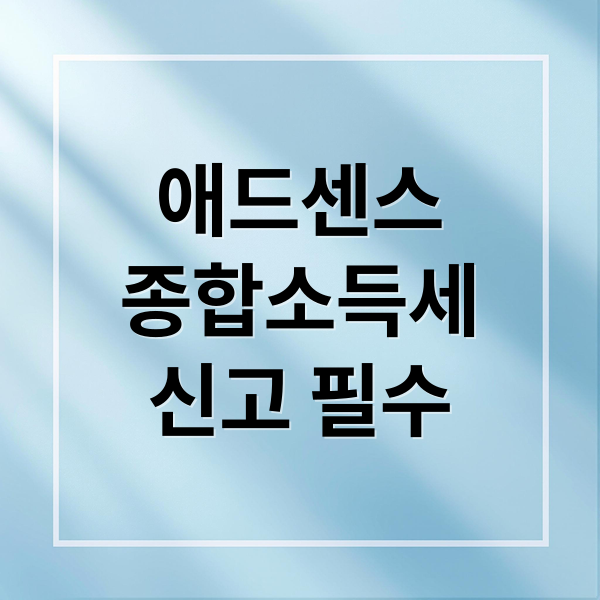 애드센스
종합소득세
신고 필수 (애드센스 수익 소득 신고)