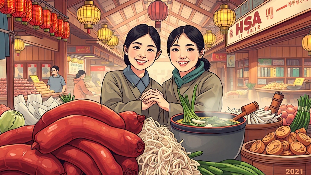 남부시장과 전통 음식 맛집 탐방 (illustration 스타일)