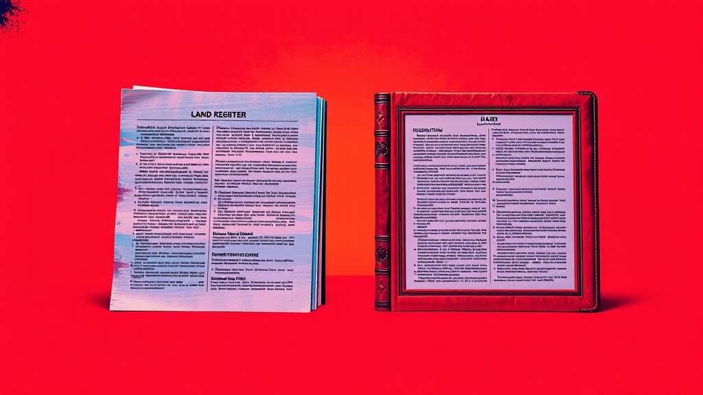 토지대장 vs 등기부등본, 차이점은? (popart 스타일)