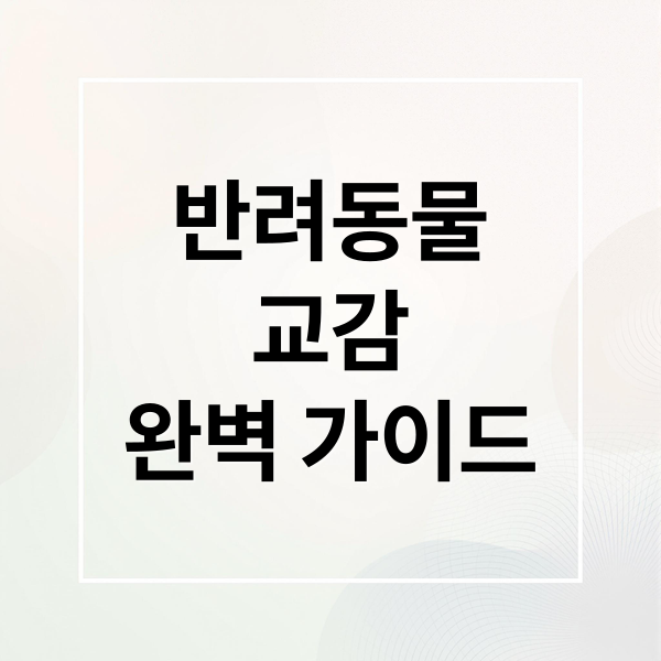 반려동물교감완벽 가이드 (반려동물 교감 방법)