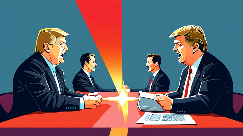 핵 개발과 경제 제재: 양측의 양보 가능성 (cartoon 스타일)