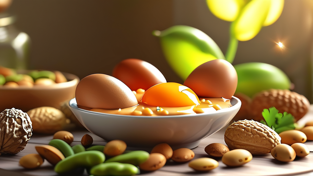 활력 증진에 도움 되는 단백질 식품 (realistic 스타일)