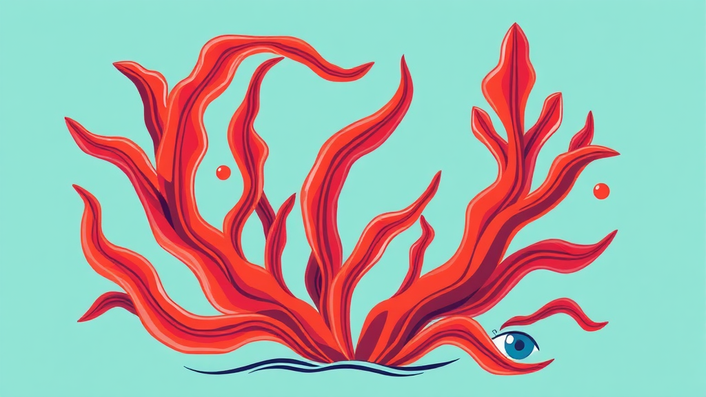 아스타잔틴 효능: 강력한 항산화 작용 (illustration 스타일)