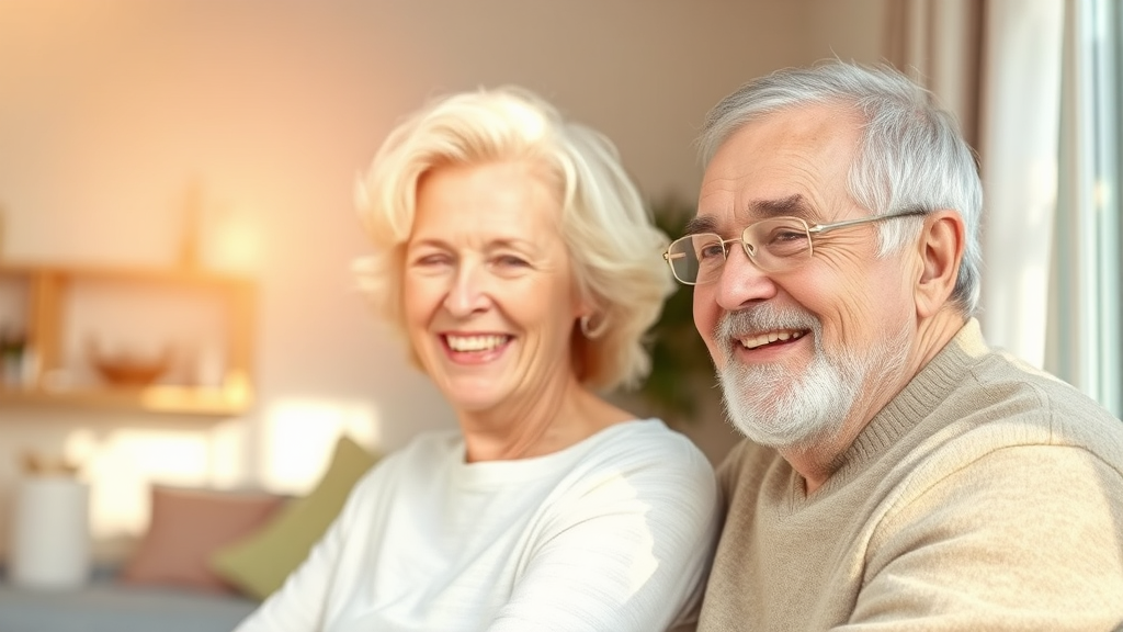 돌봄 서비스로 안전하고 행복한 노후 (watercolor 스타일)