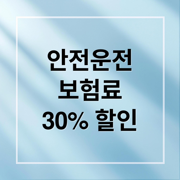 안전운전
보험료
30% 할인 (특약 하나로 보험료 확 낮추는 법! 안전운전 특약 가입 전 필수 체크사항)
