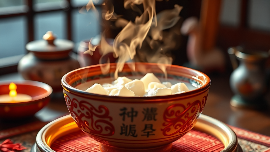 새해 첫날, 떡국에 담긴 의미와 종류 (realistic 스타일)