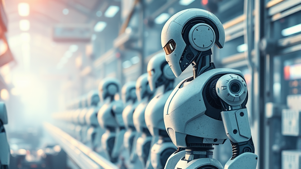 휴머노이드 로봇 공장 투자 배경 (watercolor 스타일)