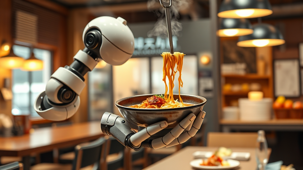 로봇 식당 맛 평가 및 후기 (realistic 스타일)