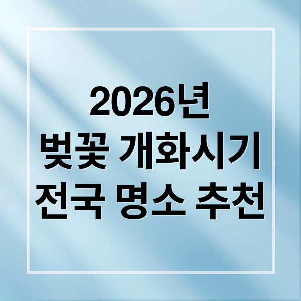 2026년
벚꽃 개화시기
전국 명소 추천 (벚꽃 개화시기 및 명소)