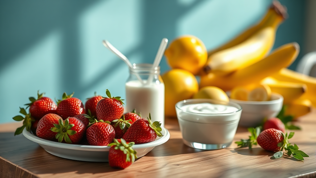 딸이와 찰떡궁합 음식 & 상극 음식 (realistic 스타일)