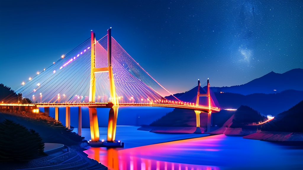 보현산댐 출렁다리: 짜릿함과 아름다움의 조화 (realistic 스타일)