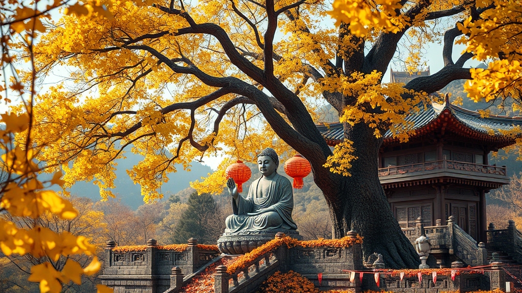 용문사 은행나무 현재 모습 (realistic 스타일)