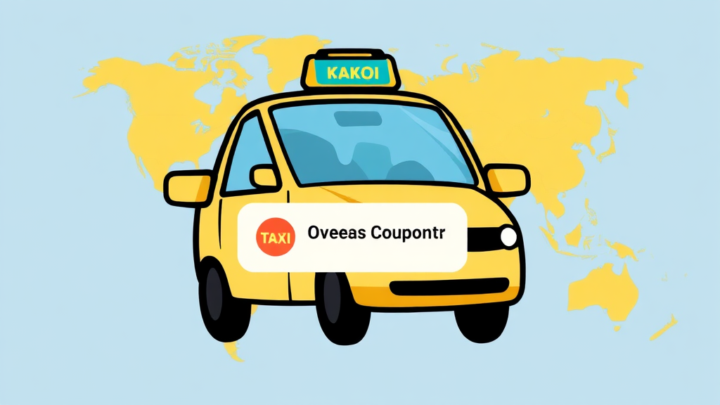 해외 이용 시 쿠폰 혜택 (cartoon 스타일)