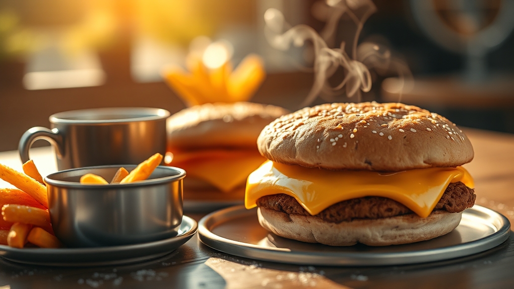 맥모닝 세트 메뉴 구성 (realistic 스타일)