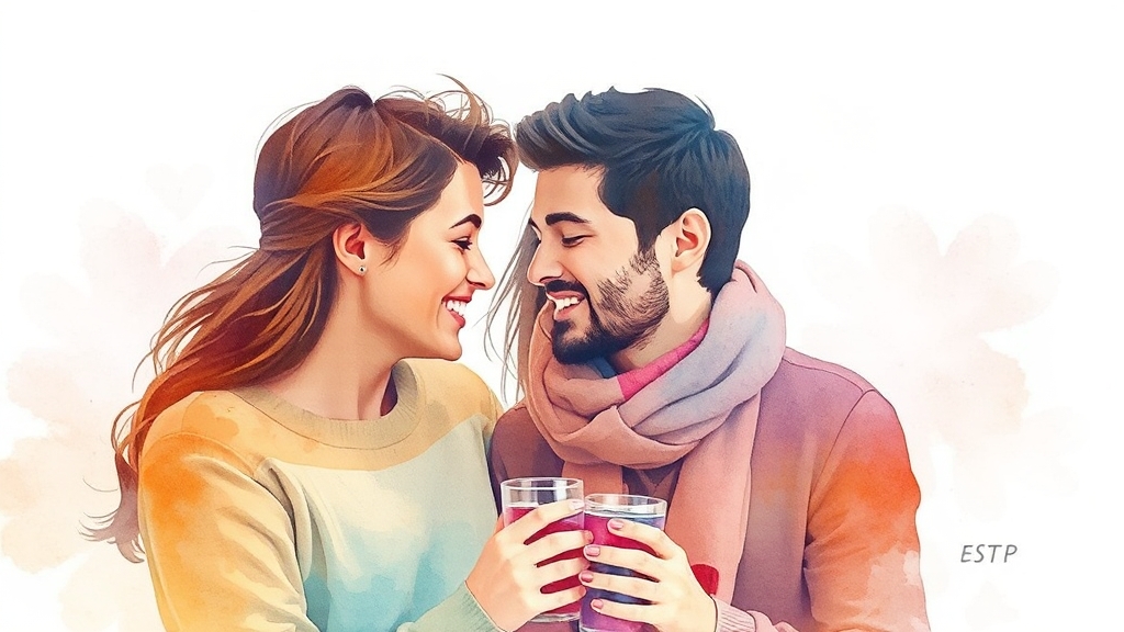 ESTP 남자 MBTI 궁합 (watercolor 스타일)