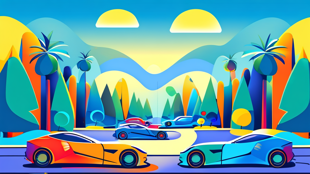 차량 5부제 시행 목적과 원리 (cartoon 스타일)