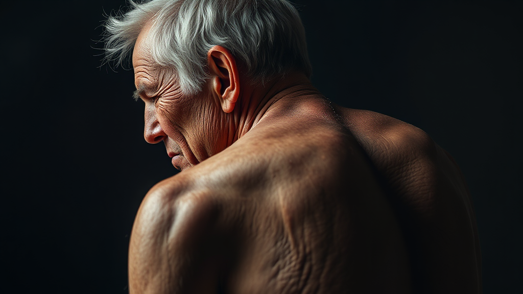 척추 압박골절 증상과 통증 (realistic 스타일)