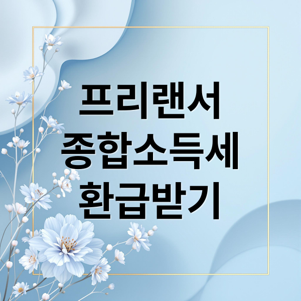 프리랜서
종합소득세
환급받기 (프리랜서 소득세 환급)