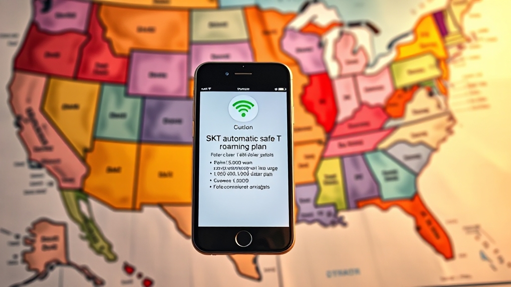 미국 데이터 로밍 요금제 및 꿀팁 (realistic 스타일)