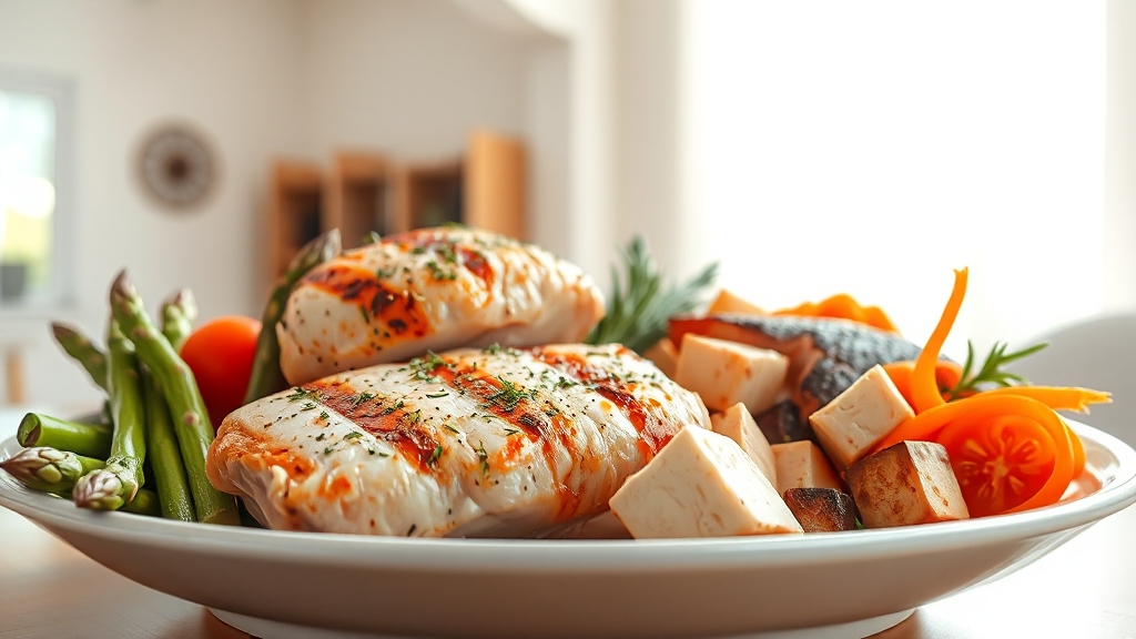 단백질 & 채소 위주 식단 (realistic 스타일)