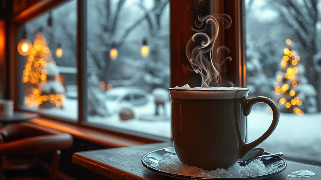 따뜻한 겨울 음료, 뭐가 있을까? (realistic 스타일)