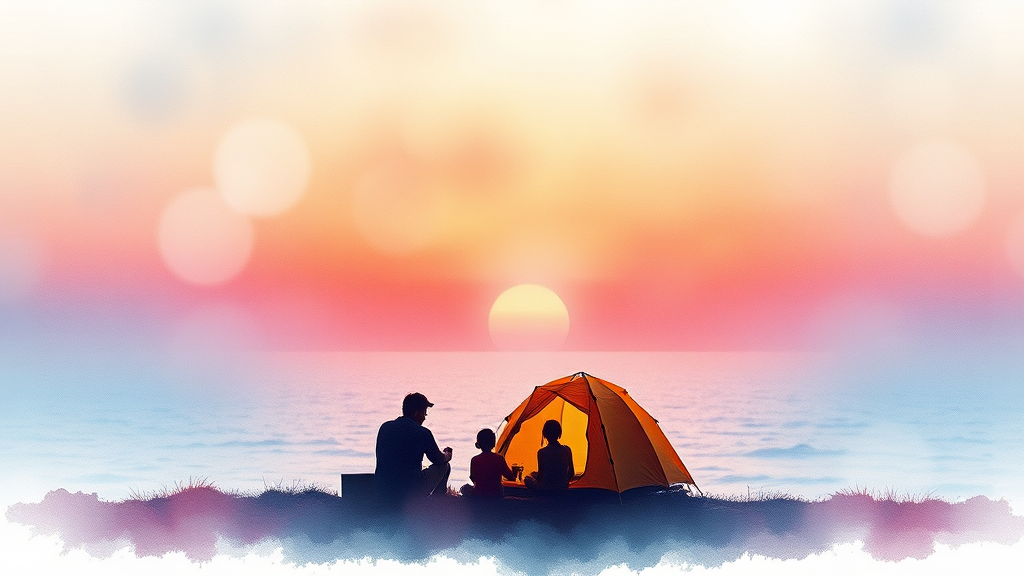 캠핑 사이트 종류 및 특징 (watercolor 스타일)