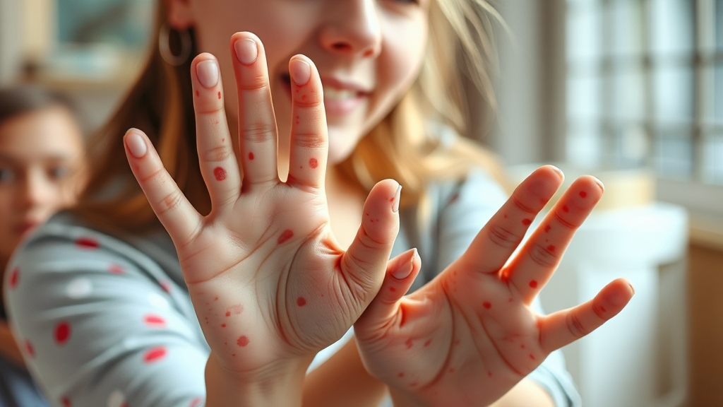 수족구 잠복기: 증상 발현 시점 (realistic 스타일)