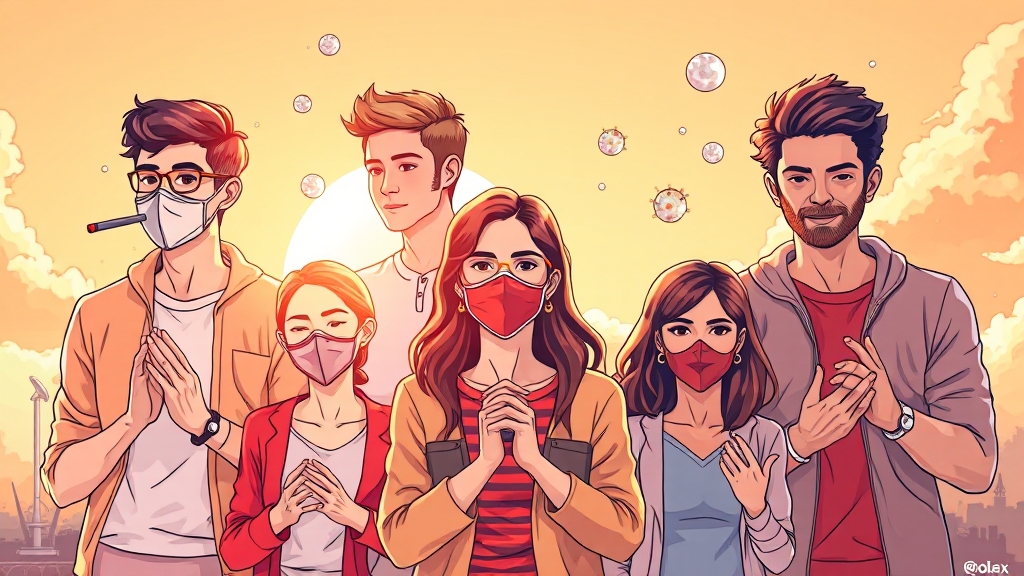 기관지염 예방을 위한 생활 습관 (illustration 스타일)