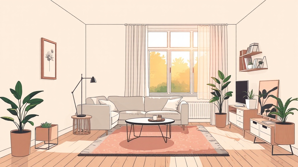 공간 구성: 비움과 재배치 (illustration 스타일)