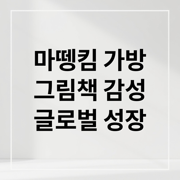 마뗑킴 가방
그림책 감성
글로벌 성장 (MATIN KIM 가방 스타일)