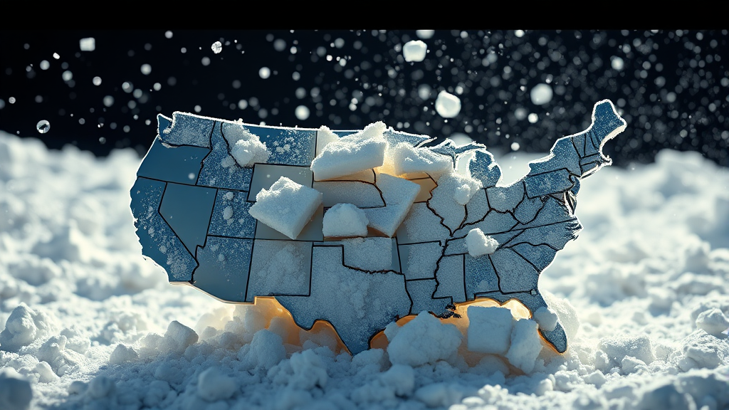 미국 국가 부채, 눈덩이처럼 불어나는 이자 부담 (realistic 스타일)