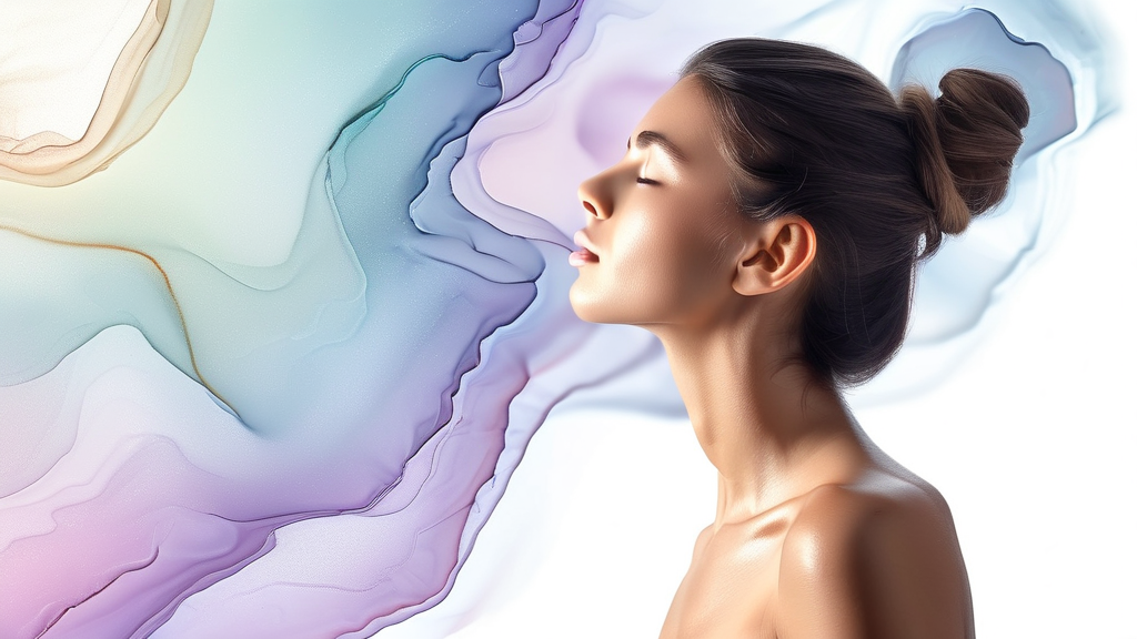 단계별 림프 마사지: 목부터 이마까지 시원하게! (watercolor 스타일)