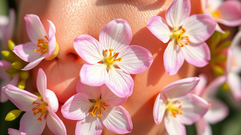 피부 진정 및 보습 효과 (realistic 스타일)