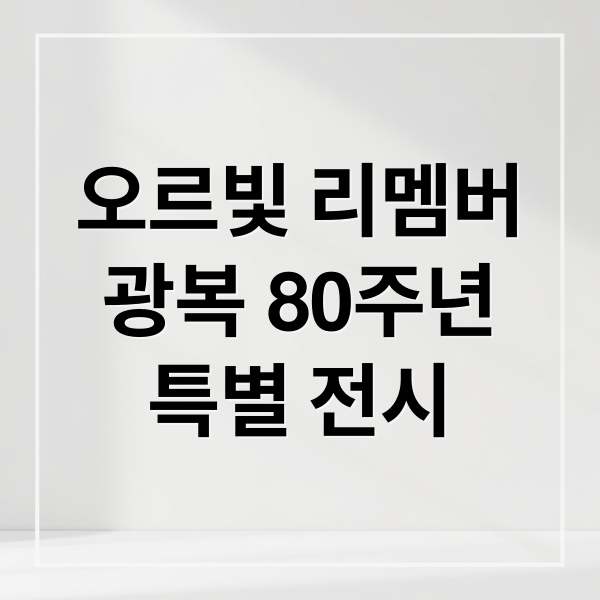오르빛 리멤버
광복 80주년
특별 전시 (광복 80주년 미디어아트 특별전,광복 80주년 우리금융 적금,광복 80주년 오르빛 리멤버)