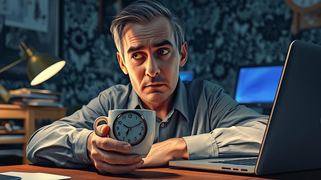 카페인과 수면 부족, 떨림 유발 (illustration 스타일)