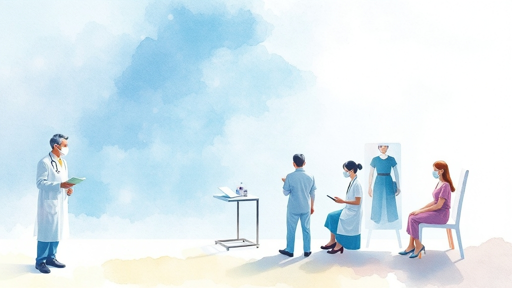검진 전후 주의사항 (watercolor 스타일)