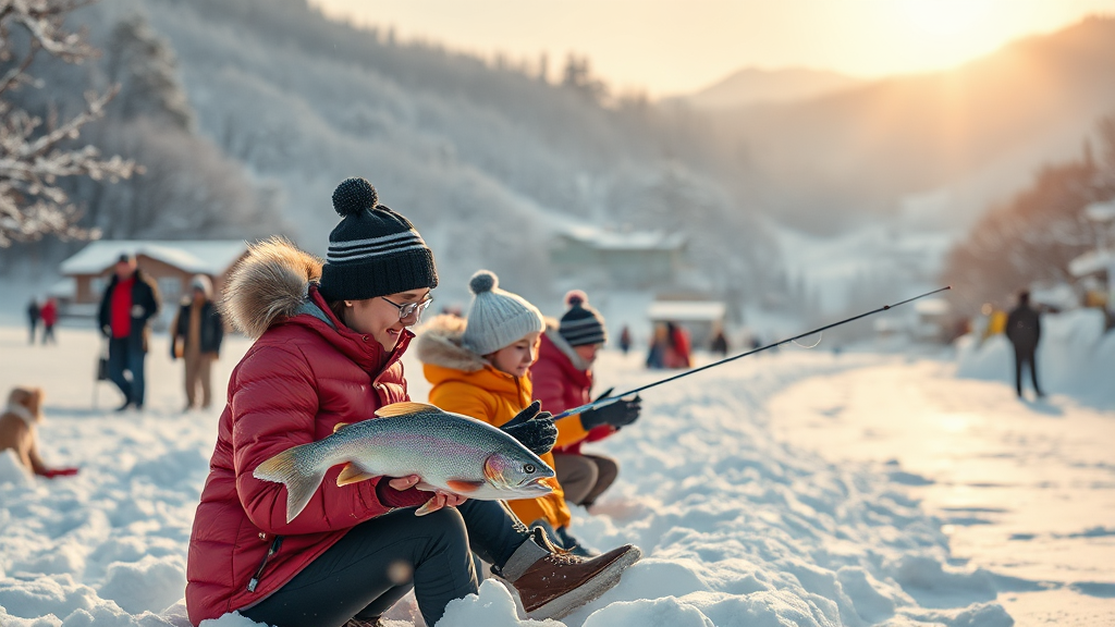 평창 송어축제, 왜 특별할까? (realistic 스타일)
