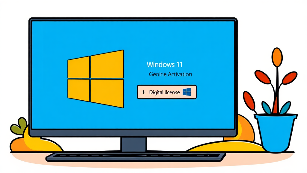 윈도우11 정품 인증 및 라이센스 완벽 이해 (cartoon 스타일)