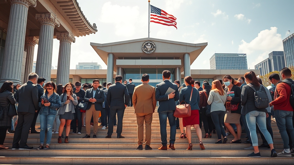 대사관 위치 및 방문 준비 (realistic 스타일)