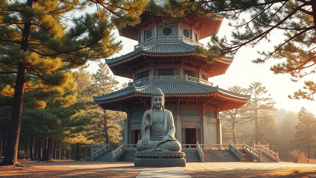 월정사 주요 문화재 둘러보기 (realistic 스타일)