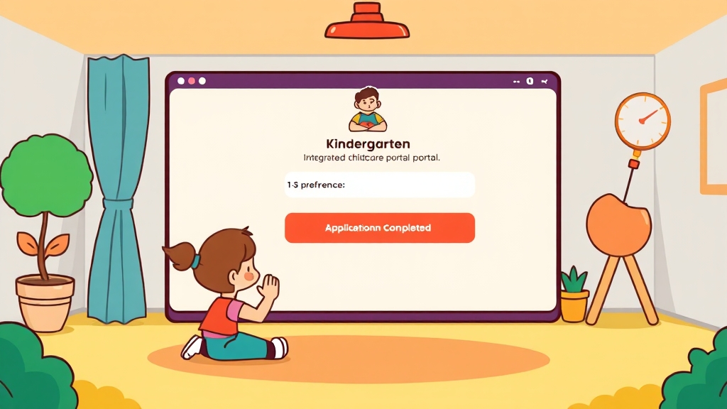 유보통합포털 자녀 등록 및 접수 방법 (cartoon 스타일)