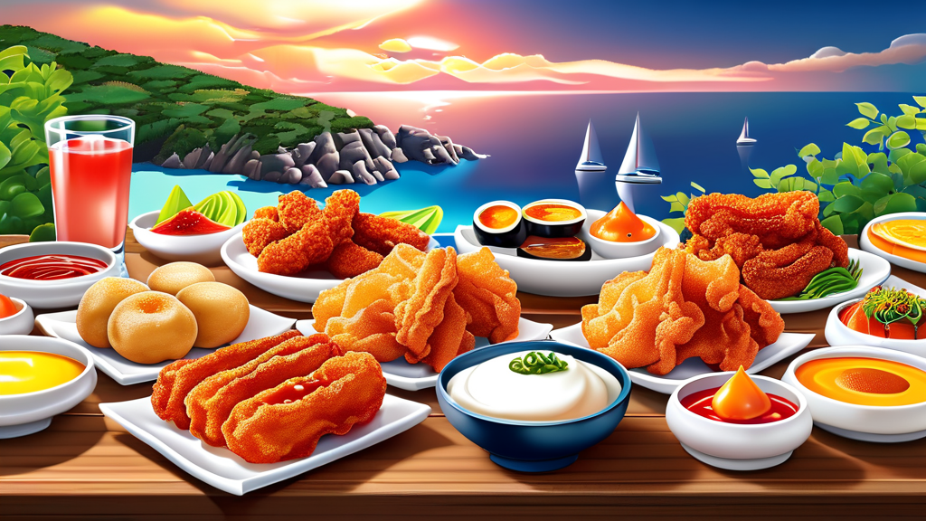 속초 중앙시장 대표 먹거리 탐방 (realistic 스타일)