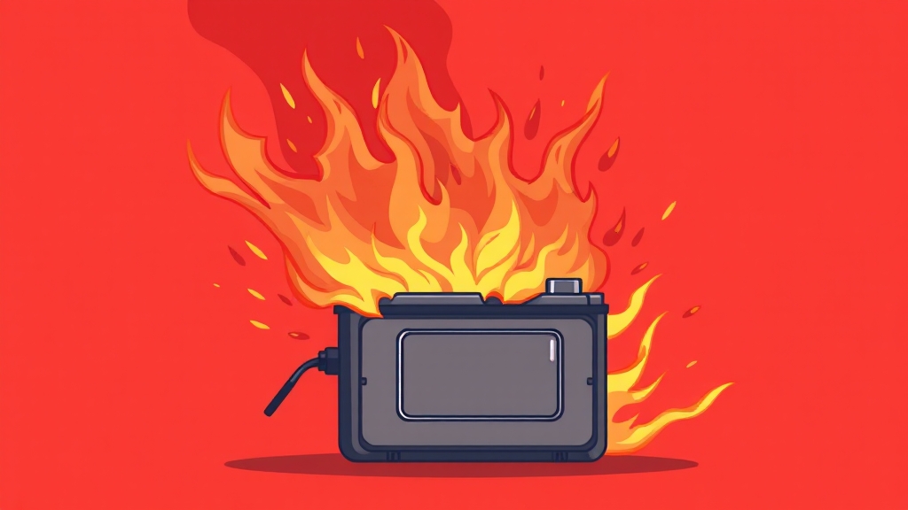 화재 원인은 배터리 문제? (cartoon 스타일)