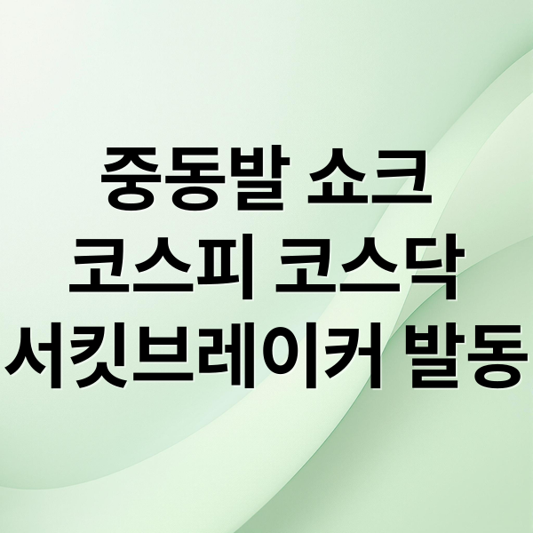 중동발 쇼크
코스피 코스닥
서킷브레이커 발동 (중동 이슈 서킷 브레이커 발동 2026 0304)