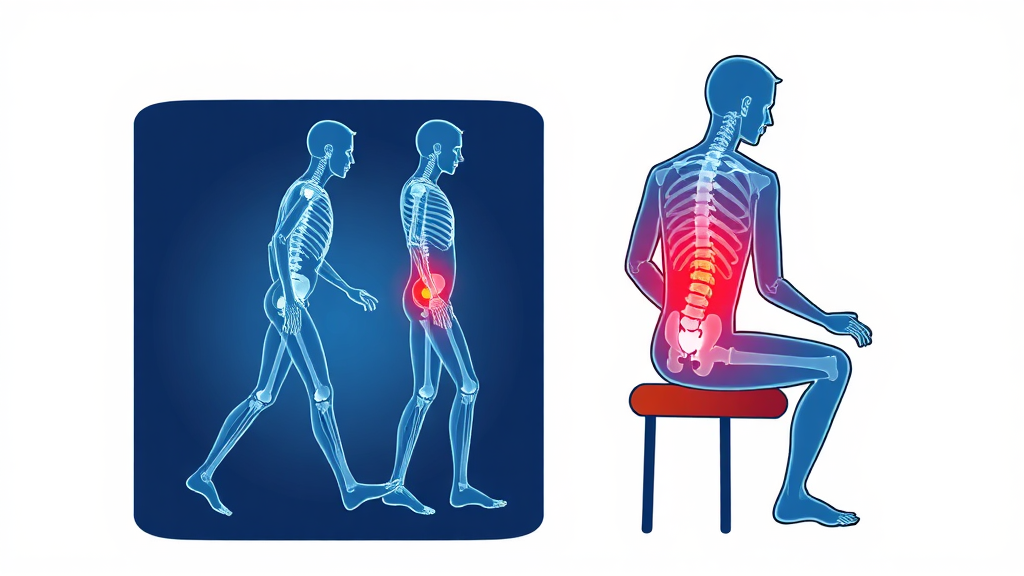 걸을 때, 앉을 때… 고관절 통증 유발하는 주요 질환들 (cartoon 스타일)