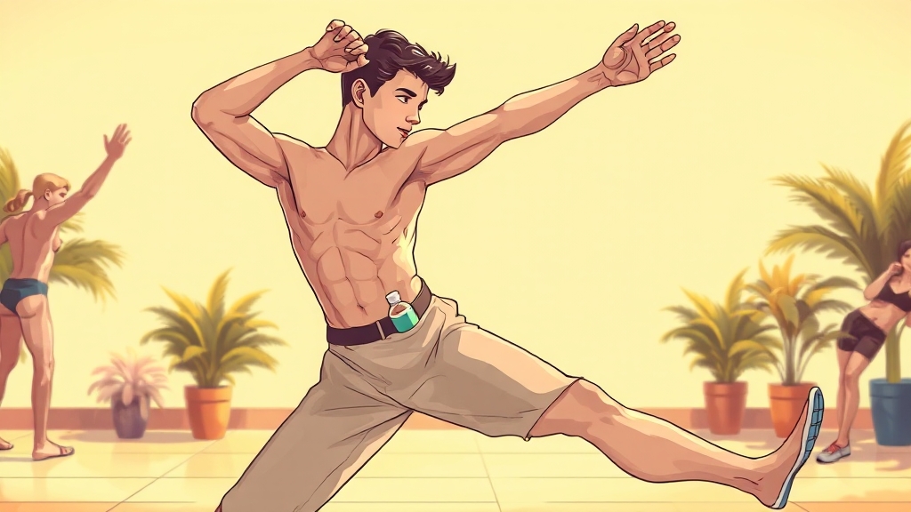 운동 시 주의사항 및 통증 관리 (illustration 스타일)