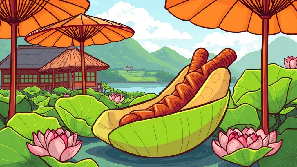 두물머리 명물, 연핫도그 맛집 (cartoon 스타일)