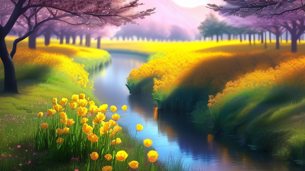 사진 찍기 좋은 아름다운 봄 풍경 (realistic 스타일)