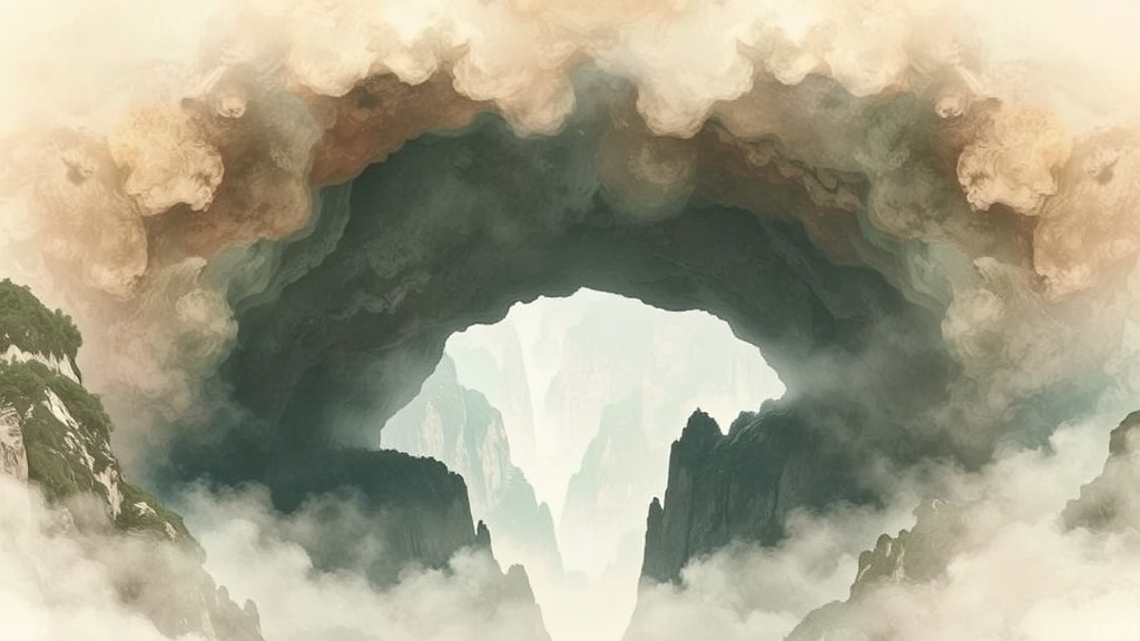 장가계 주요 관광 명소 (watercolor 스타일)